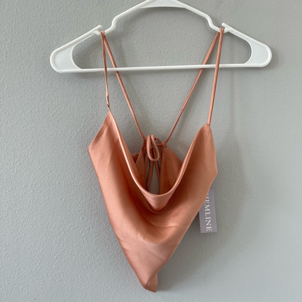 Hemline satin crop top